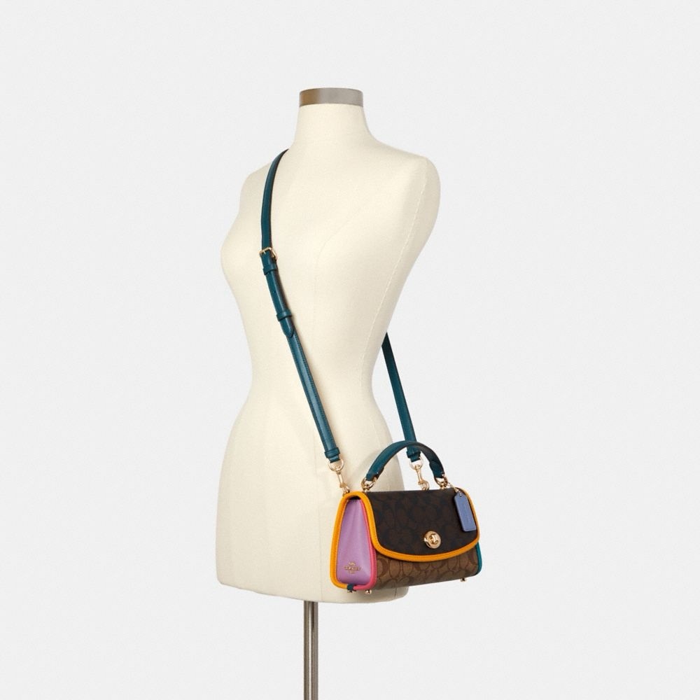 Coach Tilly Satchel 23 C2820 Colorblock Signature Canvas Top Handle Crossbody - Picture 11 of 11